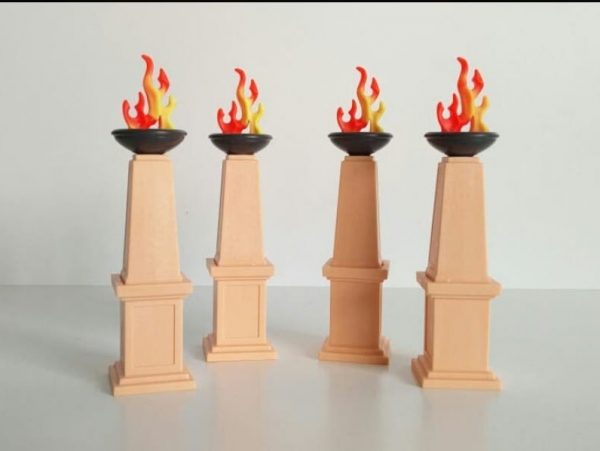 4 antorchas romanas con fuego Playmobil