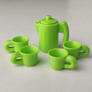 Lote de jarra con 4 tazas de color verde