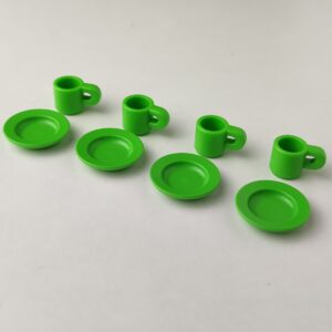 Lote de 4 tazas y 4 platos de color verde