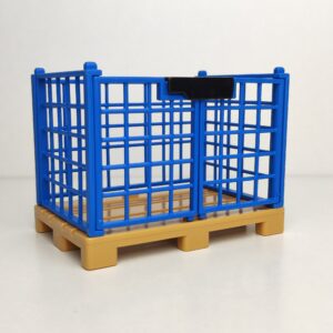 Jaula de mercancias con palet de color azul