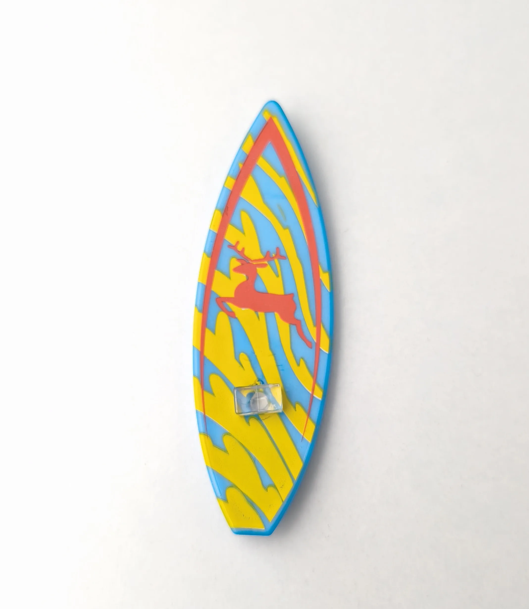 Tabla de surf azul y amarillo con reno