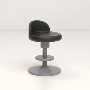 Taburete gris con cojín negro