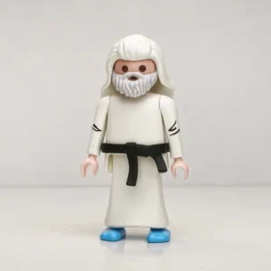Aldeano vestido blanco y pelo largo blanco